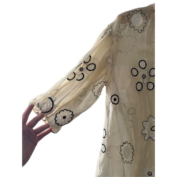 NWT Rebecca Taylor Parasol Embroidered Bow Blouse in Neutral | S - Picture 6 of 12